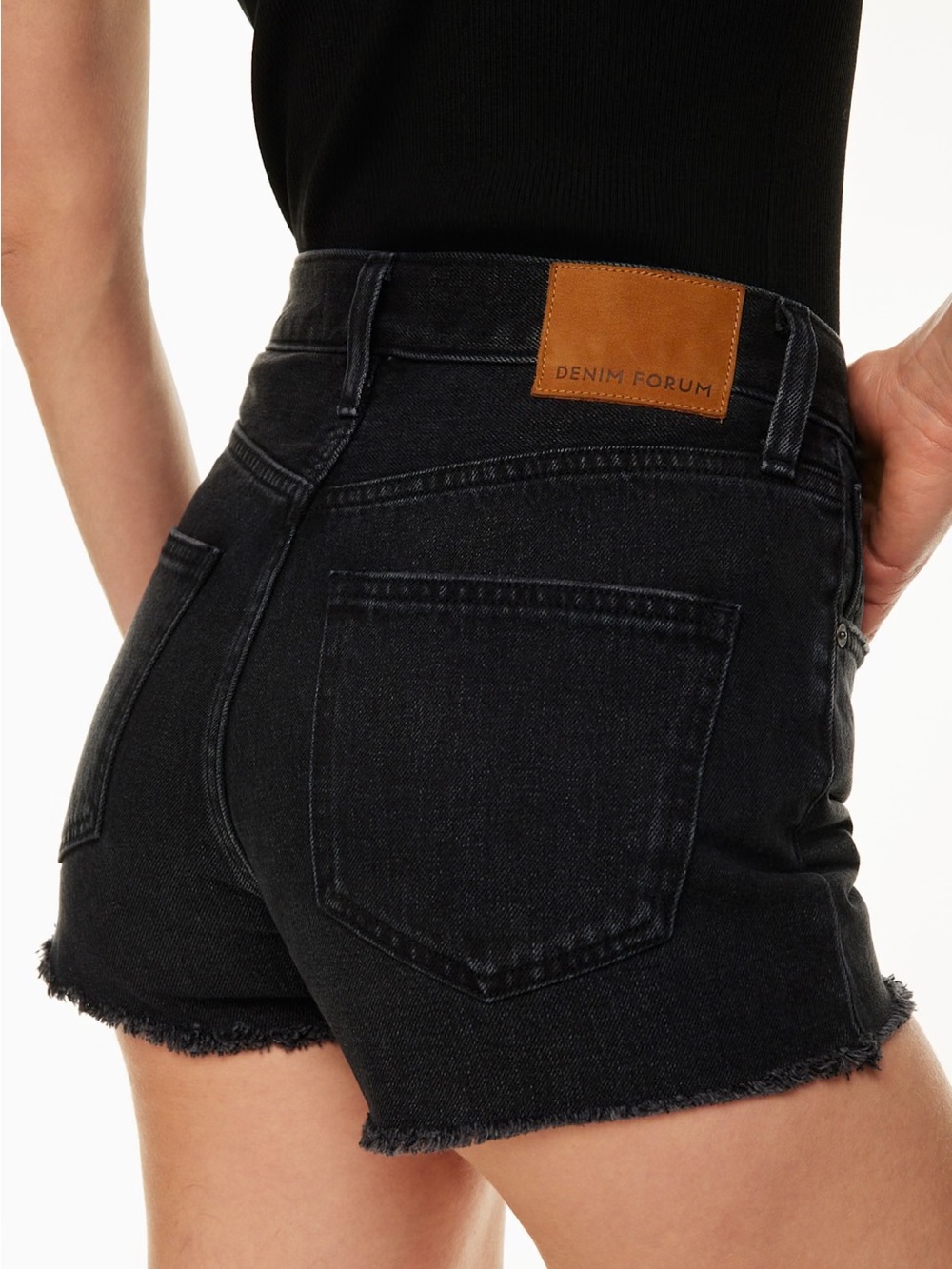 Denim Forum The Yoko Hi-Rise Jean Short 27 Black Cutoff Shorts
